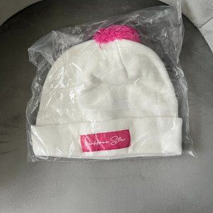 NWT Limited Edition Jeffree Star White Beanie w/ Pink Pom Pom